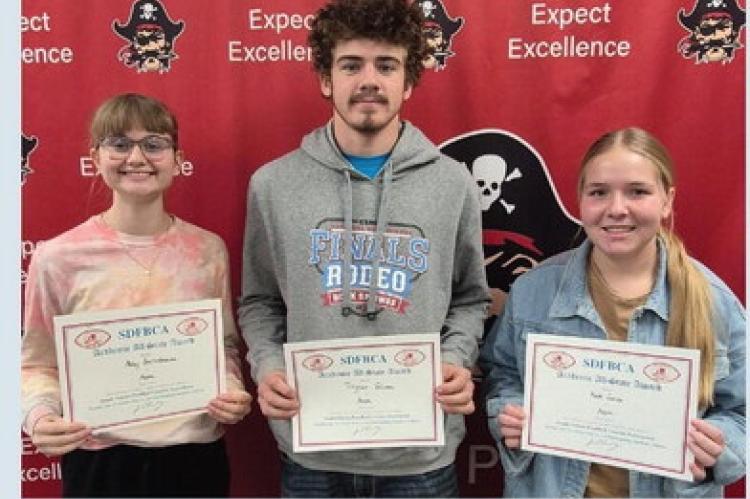 Academic All-State awards recipients pictured, from left, are: Abby Gretschmann, Treyvan Talsma, and Kate Swier.