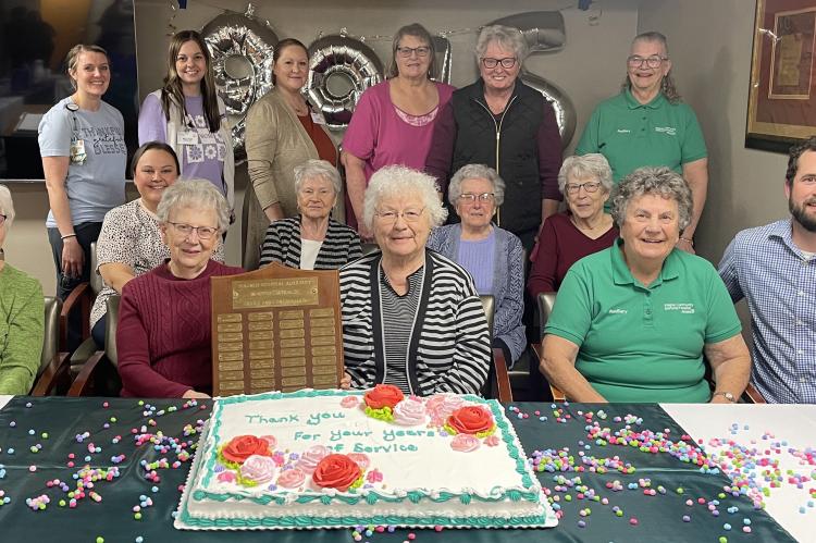 Pictured are, back row from left: Courtney Lau, Rachel Florey, Yelle Turner, Susan Fuchs, Joann Winckler, Jeanette Fuchs; middle row: Tiffany Hrdlicka, Jean Pirner, Carol Tolliver, Juanita Stone; front row: Mayme Crisman, Marlene Stone, Agnes Nedved, Pear