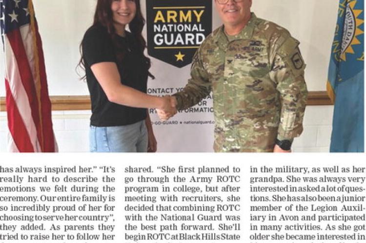 A FAMILY LEGACY OF SERVICE: COLONEL MARTIN YOST SWEARS IN LYDIA YOST TO THE ARMY NATIONAL GUARD