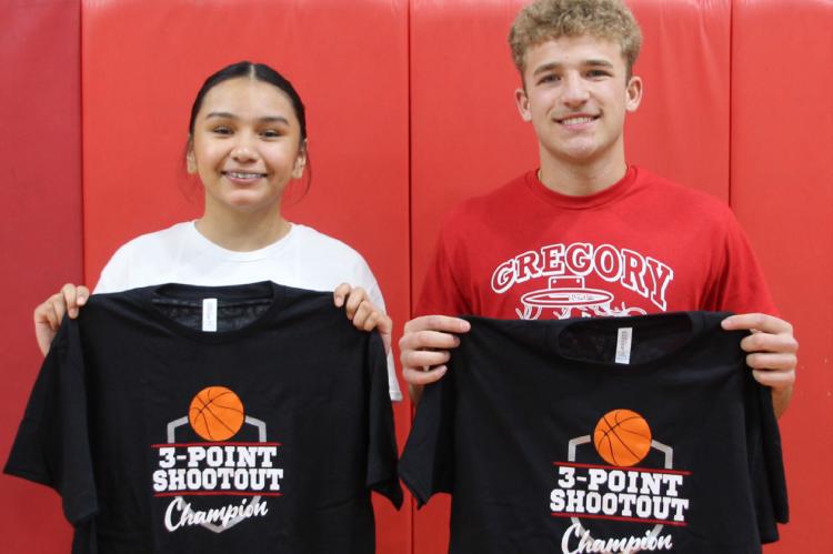 Mahpiya Irving, of AC/DC with 16 pts. and Hayden Sprik, of Platte/Geddes with 17 pts. were the winners of the 3-point contest. Courtesy Photo