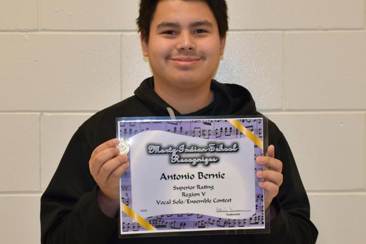 Antonio Bernie received a Superior Rating at the Vocal Contest in Kimball on February 5th. Courtesy Photo