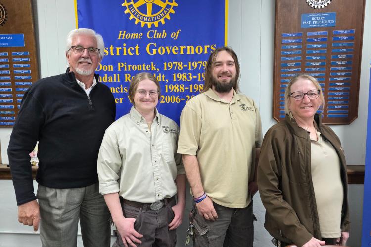 Pictured from left: Gerrit Juffer Program Chair, Andrew Jenkins Assistant Park Supervisor, Seth Schilousky, Park Manager, and Kristina Monroe, District Park Supervisor. Courtesy Photo