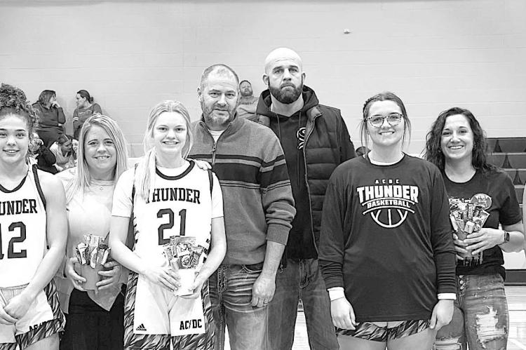 Pictured are seniors, from left: Mahpiya Irving (sister of Mia Fischer and neice of Dayla Picotte), Amy Emerson, Leah Brown (granddaughter of Amy Emerson and friend of Kassandra Traversie), Josie Brouwer (daughter of Jessica Brouwer and Heath Brouwer), Ga