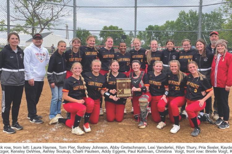 Back row, from left: Laura Haynes, Tom Pier, Sydney Johnson, Abby Gretschmann, Lexi Vanderlei, Rilyn Thury, Pria Sesler, Kaydence Metzger, Kensley DeVries, Ashley Soukup, Charli Paulsen, Addy Eggers, Paul Kuhlman, Christina Voigt, front row: Brielle Voigt