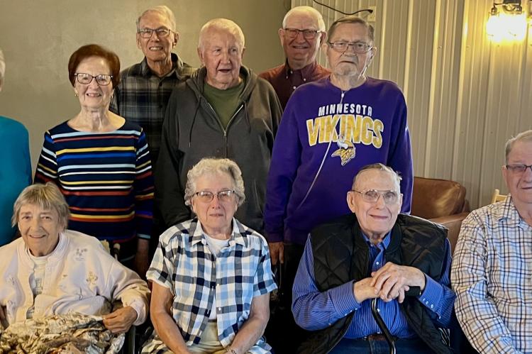 Class of '58 members pictured are, back row from left: Gail Bridge, Sharon Cihak, Don Kotab, Leo Novak, Dick Rysavy and Wayne Cihak. Front row: Sheila Cihak, Carol Tolliver, Clarence Bartunek and Robert Kisley. Courtesy Photo.