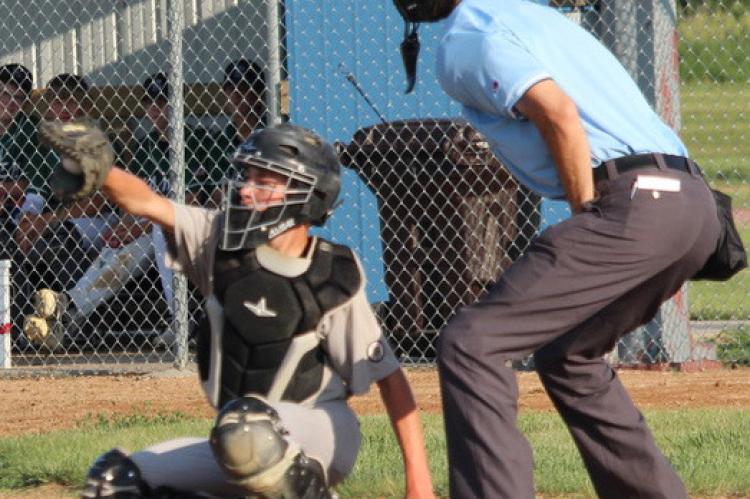 Ruger Loeffler is behind the plate for the Wagner 14U Teener team in action last Wednesday night, June 18.