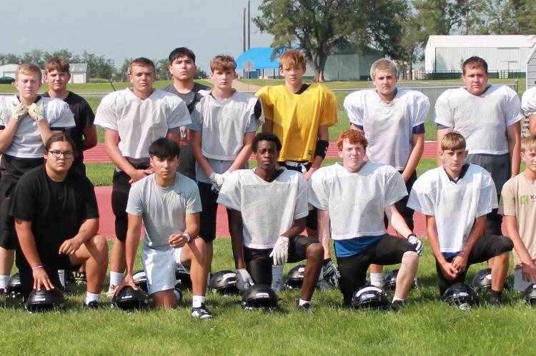 Back row, from left: Head Coach Adam Miller, Assistant Coach Josh Knodel, Daylin Kok, Ty Maas, Justin St. Pierre, Leo Mendoza, Alex Werkmeister, Landon Ronfeldt, Jayden Hinckley, Michael Chasing Hawk, Gabe Brosz, Sean Hinckley, Beckett Erlandson, James Ba