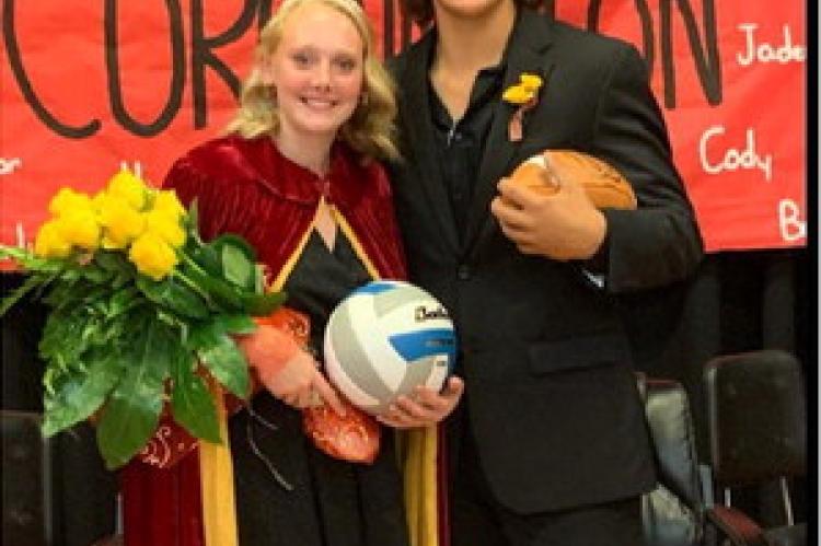 HOMECOMING QUEEN KIMBERLY TOLSMA AND KING KLEY HEUMILLER