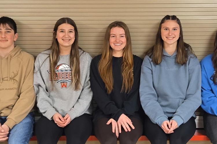 Pictured are, from left: Carter Smejkal, Paxton Slaba, Emma Kreeger, Kalea Kuhlman, Brianna Fuchs, Madi Robertson and Lyrik Martin.