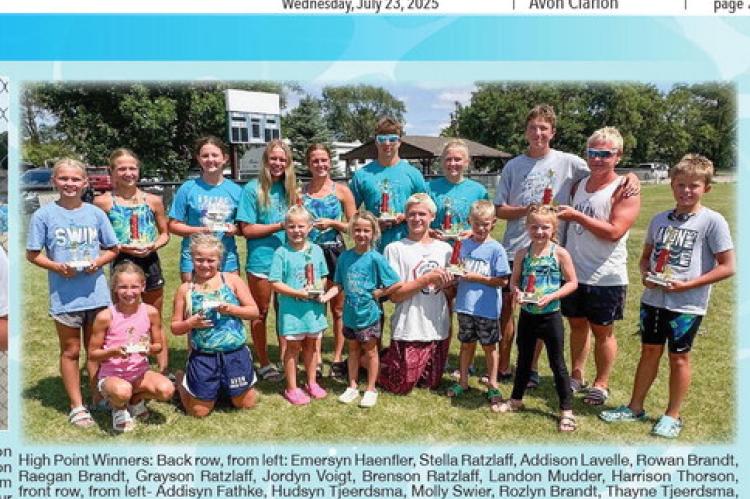 High Point Winners: Back row, from left: Emersyn Haenfler, Stella Ratzlaff, Addison Lavelle, Rowan Brandt, Raegan Brandt, Grayson Ratzlaff, Jordyn Voigt, Brenson Ratzlaff, Landon Mudder, Harrison Thorson, front row, from left- Addisyn Fathke, Hudsyn Tjeer