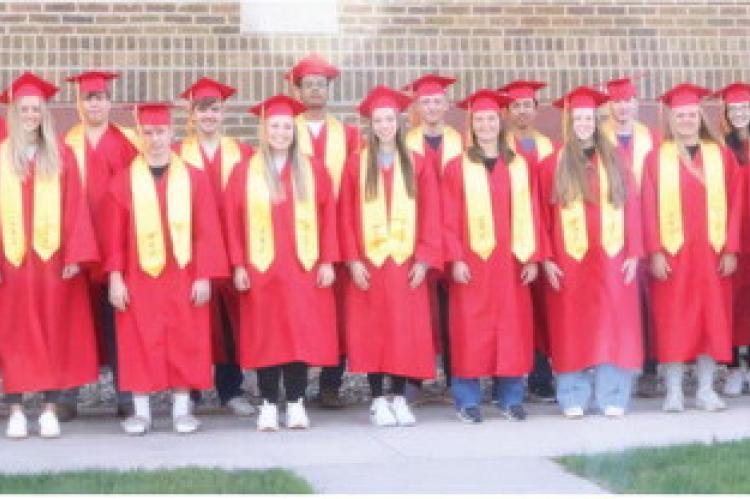 Avon 2025 Graduates are, back row from left: Kinley Doom, Cody Sassaman, Trevor Eggers, Devin Rucktaeschel, Jaydon Driesen, Aziah Meyer, Gunnar Voigt, John Fathke, Conor Long, Allison Frank, Erica Cahoy, and William Swier; front row from left: Ava Cline, 