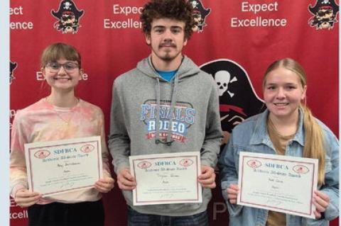 Academic All-State awards recipients pictured, from left, are: Abby Gretschmann, Treyvan Talsma, and Kate Swier.
