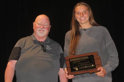 The 2026 South Dakota Miss Basketball award, was presented to Ashlyn Koupal on Monday, May 11th by H-A basketball contributor Owen Reitzel. Boys winner will be announced later this week. Courtesy Photo