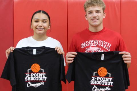 Mahpiya Irving, of AC/DC with 16 pts. and Hayden Sprik, of Platte/Geddes with 17 pts. were the winners of the 3-point contest. Courtesy Photo