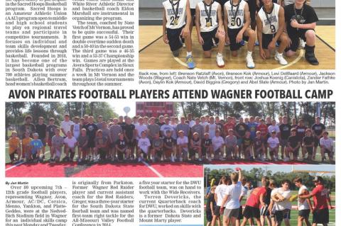 AVON PIRATES FOOTBALL PLAYERS ATTEND WAGNER FOOTBALL CAMP