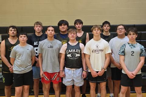 Team members are, back row from left: Garth Maas, AJ Johnson, Ty Archambeau, Isaiah Milk, Ryder Niewenhuis, Kashton Garcia; front row: Lane Niewenhuis, Tate Elk Soldier, Hunter Loeffler, Sabas DeHaan, Jack Backas. Not pictured are Edward Ulrich, Ethan Aun