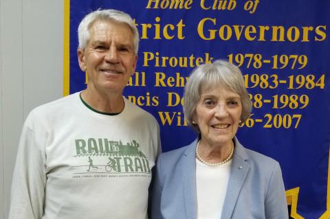 Pictured are, from left: Larry Lucas and Kathe Henke, Program Chair.