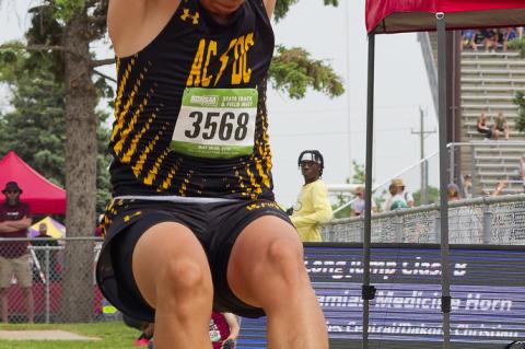 Javian Medicine Horn earns 5th in Long Jump and 7th in the Triple Jump.