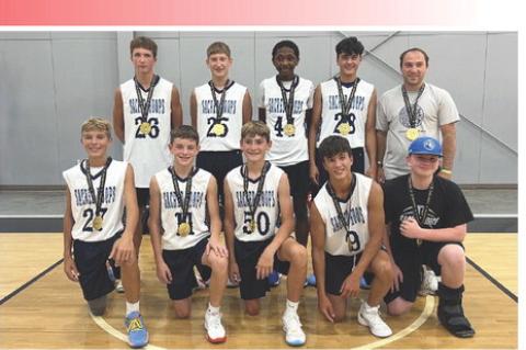 Back row, from left: Brenson Ratzlaff (Avon), Branson Kok (Armour), Levi DeWaard (Armour), Jackson Woods (Wagner), Coach Nate Vetch (Mt. Vernon), front row: Joshua Koenig (Canistota), Zander Fathke (Avon), Daylin Kok (Armour), David Biggins (Gregory) and 