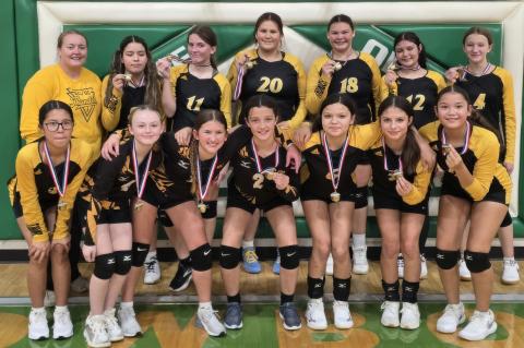 The AC/DC Thunder JH Volleyball Team brought home the championship title after a strong showing at the Colome Tournament on Saturday, October 11. Courtesy Photo