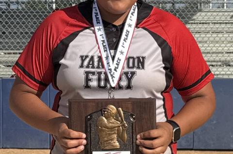 Shealee Turner, player for the Yankton Fury softball team, is honored to announce her team received 1st place at the state championship. Congratulations!