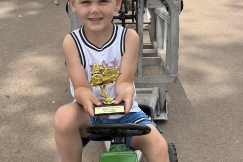 Left: Memphis Hill, son of Mavrick and Amber Hill with his 1st place trophy in the 4-year old division. Congratulations Memphis. Courtesy Photo.