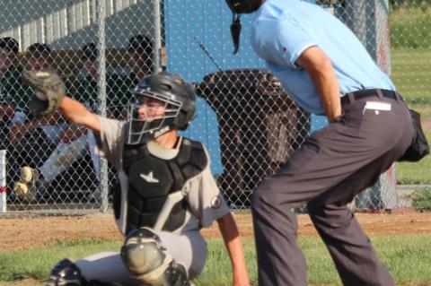Ruger Loeffler is behind the plate for the Wagner 14U Teener team in action last Wednesday night, June 18.
