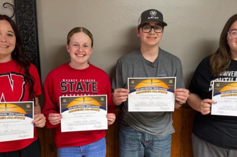 These students received Academic All-State. Pictured are, from left: Lydia Yost, Presley Slaba, Carter Smejkal, April Hollingsworth. Not pictured Charley Kocer.
