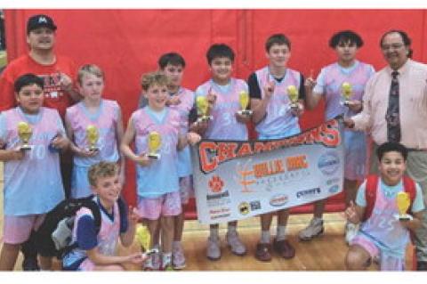 Pictured are, from left: Riggs Koupal, David Sully, Mason Tjeerdsma, Windsor Soukup, Kingston Cook, Carter Gunhammer, Koy Kjeldgaard, Elijah Sully and Christian Knudsen. Assistant Coach Dennis Ross and Head Coach Travis Holiday.