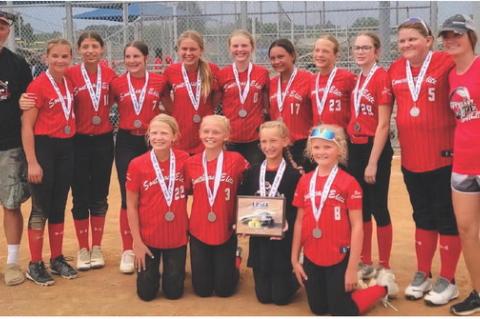 Team members are, back row from left: Coach Paul Kuhlman, Sydney Johnson, Ashley Soukup, Harper Kracht, Rowan Brandt, Kensley DeVries, Johanna Namminga, Stella Ratzlaff, Shaeleigh Grant, Lydia Lane, Coach Haynes; front row: Whitley Wolf, Emersyn Haenfler,