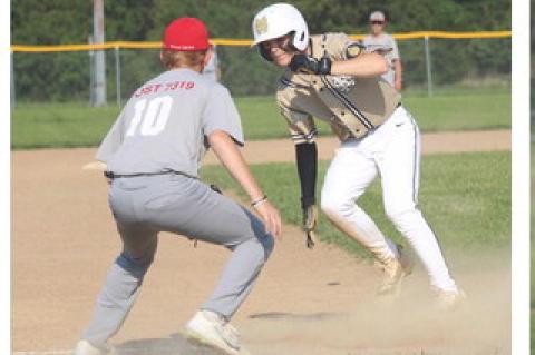 Mason Milk at 3rd base for the Wagner Teener 14U team as Wagner took on Menno-Scotland. Wagner came from behind to tie the game, but fell short in the last inning as Menno-Scotland came back strong. Photos by Jan Martin