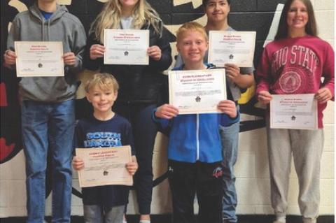 March Student of the Month are: HS Positive Pirate: Hoyt Brandt, HS Student of Excellence: Jeanah Ratzlaff, MS Positive Pirate: Braxton Mashek, MS Student of Excellence: Harper Kracht, Elementary Positive Pirate: Jameson Hartnett, and Elementary Student of Excellence: Beckett Schultz. Congratulations Students!! Courtesy Photo