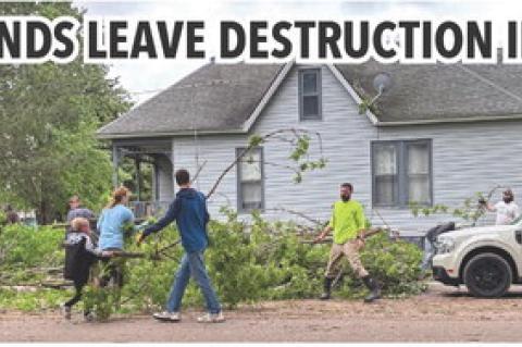 POWERFUL WINDS LEAVE DESTRUCTION IN THEIR WAKE