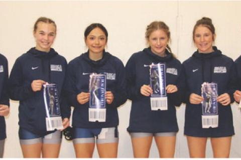 Advancing to state are, from left: Britney Rueb, Sydney Johnson, Jasmine Ruelas-Hertz, Hadlee Kracht, Harper Kracht and Hope Kemnitz. Photo by Becky Tycz