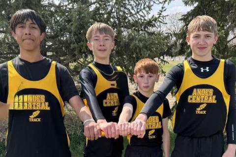 The relay of Apollo Doney, Ruger Loeffler, Kruze Kaczor, and Tate Kaczor, set a new 4 x 2 record in Corsica with a time of 1:58.29. (Old record - 2:00.43 -2019).