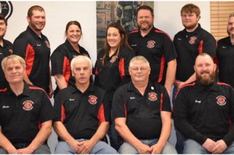 Officers are, back row from left: Matt Petrik (1st Truck Foreman), Branden Baade (2nd Truck Foreman), Robin Myer (Secretary), Julia Sassaman (Treasurer), Dennis Powers (3rd Truck Foreman), Brady Petrik (Training Officer), Jarod Myer (Safety Officer); fron