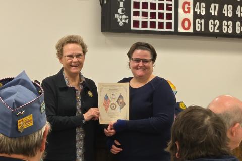 Barb Kucera receiving her certificate for 25 years of continuous membership presented to her by her daughter Kathy Geiman. Courtesy Photos