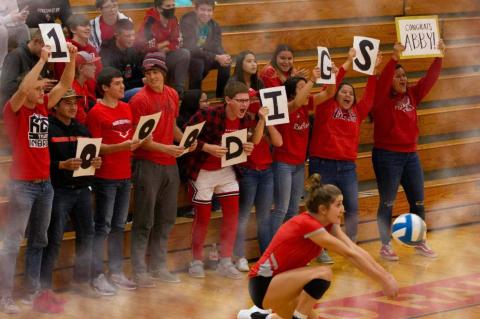 WAGNER VOLLEYBALL CELEBRATES SENIORS, 1,000 DIGS AND GIVING TO WAGNER CANCER GROUP
