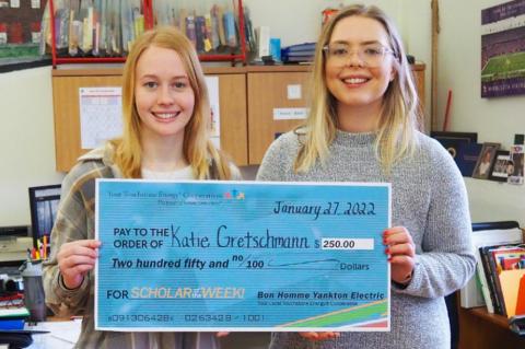 BON HOMME-YANKTON ELECTRIC ASSN. RECOGNIZES KATIE GRETSCHMANN AS SCHOLAR OF THE WEEK