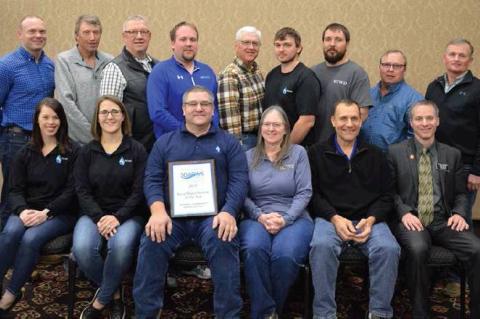 Randall Community Water District was named Rural Water System of the Year in Pierre on January 16, 2020 by the South Dakota Association of Rural Water Systems  . Pictured are some of the RCWD Board of Directors and Staff  . Back Row (L to R) Eric DeWaard,