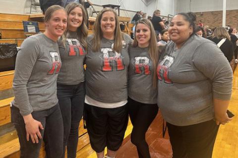 Pictured are, from left: Kelsey DeBey, Maggie Baumgart, Stacey Knebel, Tracey Hopkins, and Nicole Bruguier. Courtesy Photo