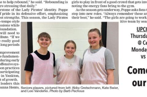 Seniors players, pictured from left: Abby Gretschmann, Kate Swier, and Lexi Vanderlei. Photo by Barb Pechous