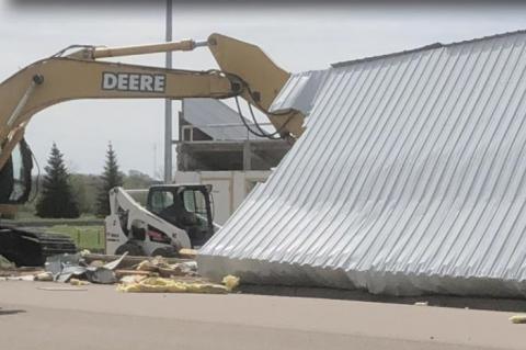 TRACK AND FOOTBALL FIELDS PRESS BOX COMES DOWN AFTER STORM