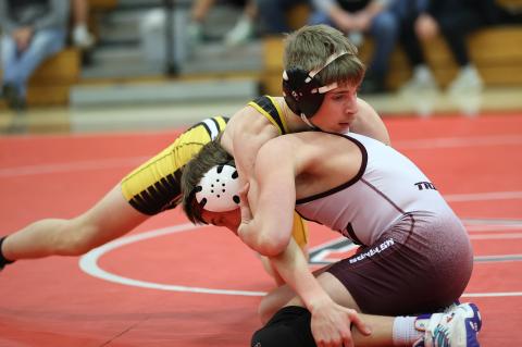 Luke Dangel was the lone wrestler for Andes Central/Dakota Christian who wrestled hard at the Tom Studelska Invitational on Saturday in Wagner. 132 Luke Dangel (9-17) place is unknown. Champ. Round 1 - Jaxton Rinehart (Tri-Valley) 23-19 won by major decis