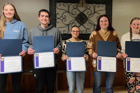 Pictured are, from left: Ashlyn Koupal, Matthew Kokes, Addison Cuka, Lydia Yost, and Presley Slaba.