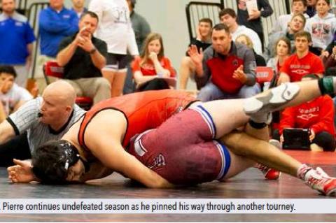 KJ St  . Pierre continues undefeated season as he pinned his way through another tourney  .