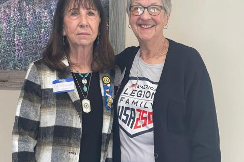Pamela Bastemeyer and the South Dakota American Legion Auxiliary President Susie Learing. At the District 8 spring meeting held on March 28 in Vermillion, Bastemeyer was chosen as the District 8 Member of the Year. She will now compete at the state level 