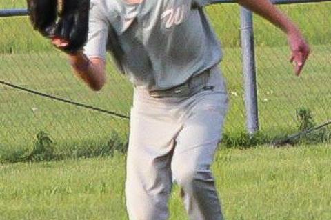 Ethan Gabel makes a grab in the outfield for an out as the Wagner took on Menno-Scotland. Photos by Jan Martin.