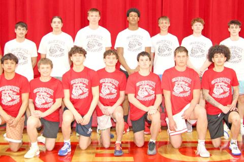 Pictured, back row from left, are: Nate Middletent (Lower Brule), Cash Hemming (Burke), Ky Arpan (Wagner), Colt Keiser (Gregory), Al’Shamon Gunter (Avon), Lincoln Juracek (Gregory), Tyce Feistner (Mount Vernon/ Plankinton), Jake Strand (Tripp-Delmont/Ar