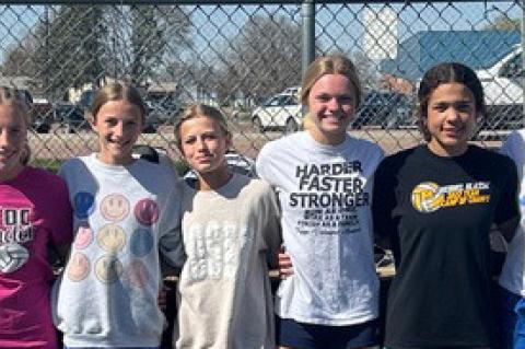 The AC/DC girls won the Gregory Invite Team Title, congratulations girls! Pictured are, from left: Gabbie Olson, Lilly Niewenhuis, Aspen Niewenhuis, Sophia Nelson, Josie Brouwer, Leah Brown, Cami Ronfeldt, and Madilyn Janis. Not Pictured: LaTia Delange.